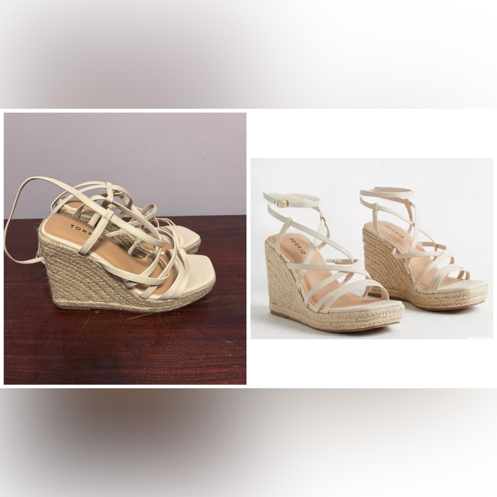 TORRID | Laceup Strappy Platform Wedge, Nude (WW)